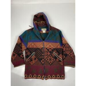 Vintage LL bean Wool Blend Full Zip Hooded Jacket Womens S Small